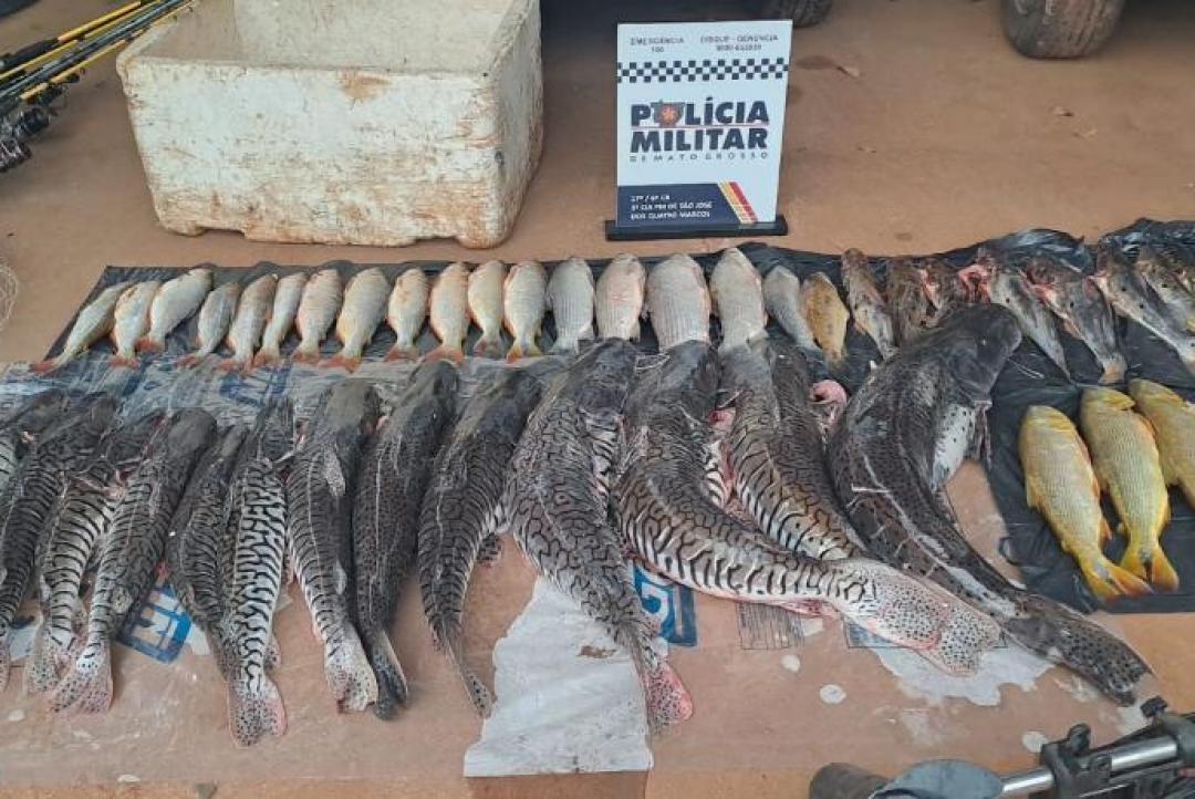 Polícia Militar prende dois homens em flagrante com 48 unidades de pescado irregular