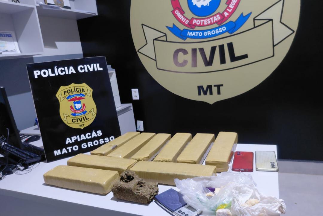 Polícia Civil causa prejuízo ao tráfico e apreende quase 10 quilos de drogas em Apiacás