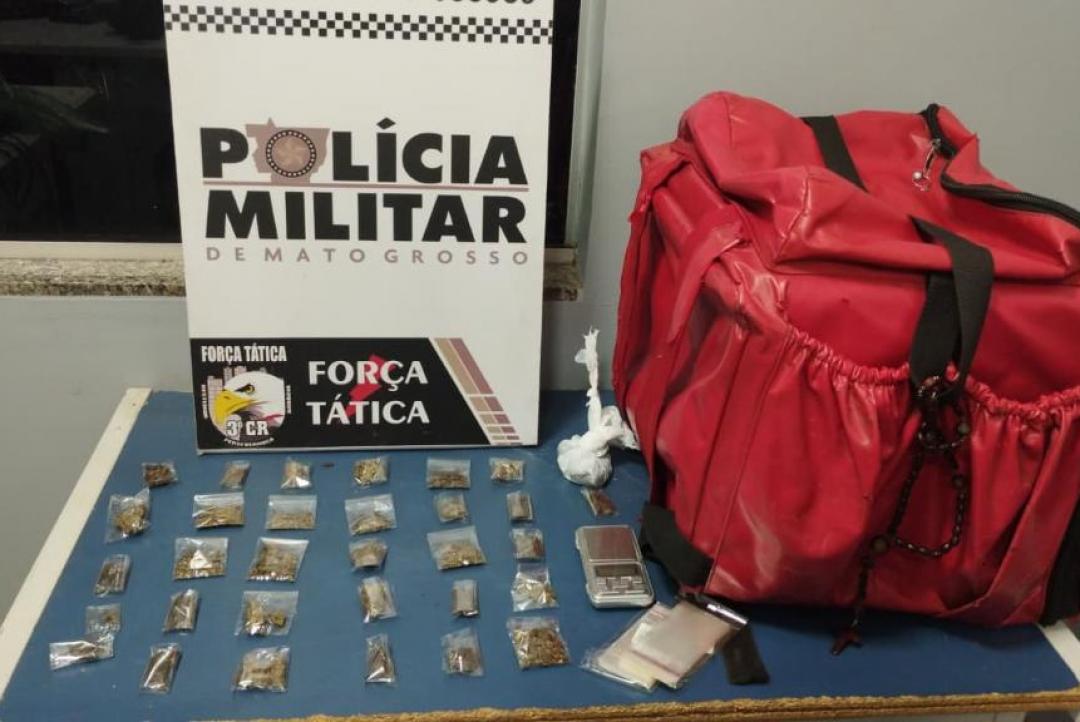 Força Tática prende motociclista com 31 porções de drogas em Sinop