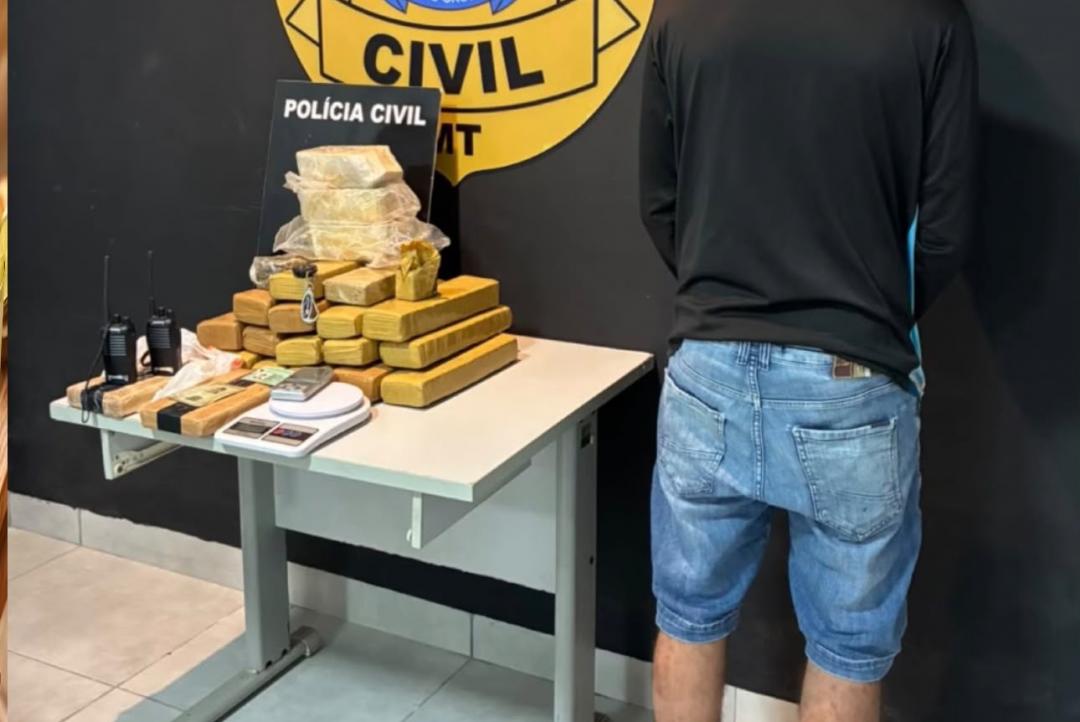 Polícia Civil prende suspeito e apreende cerca de 20 quilos de drogas em Colíder