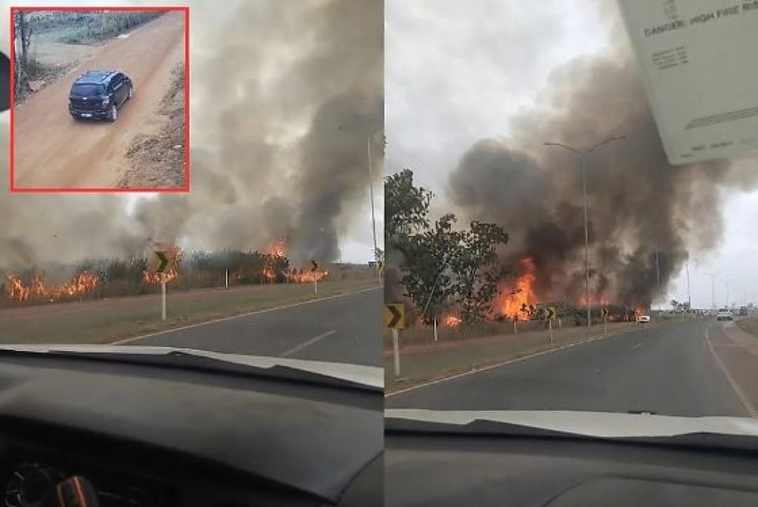Homem é flagrado ateando fogo às margens de rodovia em Cuiabá; vídeo