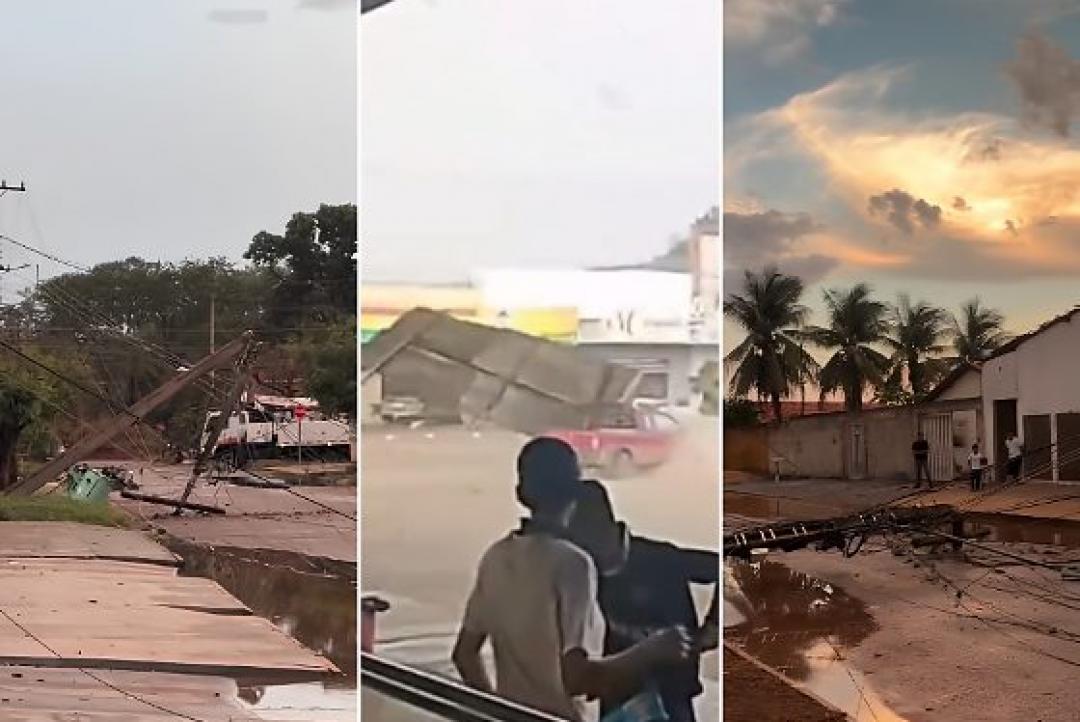 Temporal arranca telhados e derruba postes em Cáceres e Alta Floresta; veja vídeos