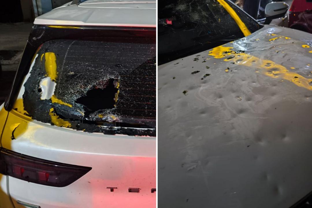 Chuva de granizo destrói carro em rodovia no RS. Confira o Video.