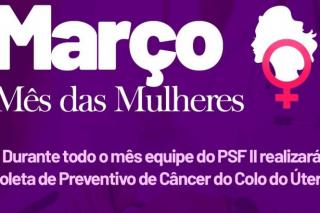 MARÇO LILÁS SAÚDE DA MULHER; A Secretaria Municipal de Saúde, realiza durante o mês de março, atendimentos especiais, para a saúde da mulher.