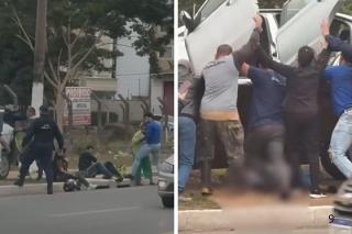 Vídeo mostra desespero de feridos logo após colisão que matou idosa na FEB; populares tiraram carro de cima do corpo