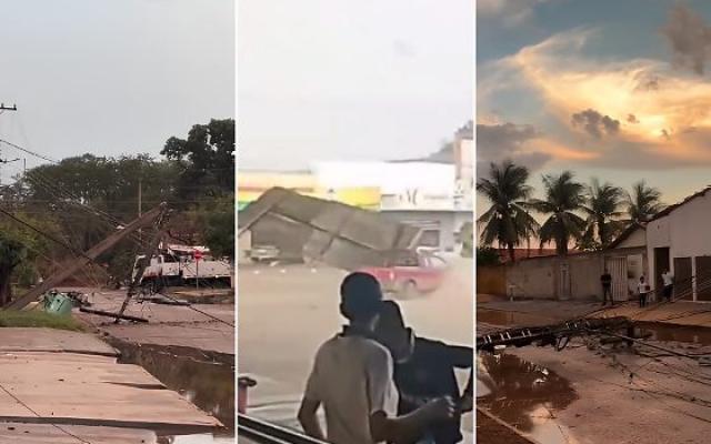 Temporal arranca telhados e derruba postes em Cáceres e Alta Floresta; veja vídeos