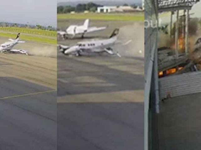 Vídeo mostra momento que avião cai e explode no Aeroporto da Bom Futuro