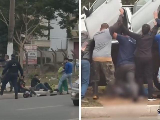 Vídeo mostra desespero de feridos logo após colisão que matou idosa na FEB; populares tiraram carro de cima do corpo