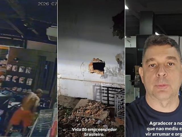 Vídeo: homem quebra parede com marreta e invade loja de roupas Centro da Capital