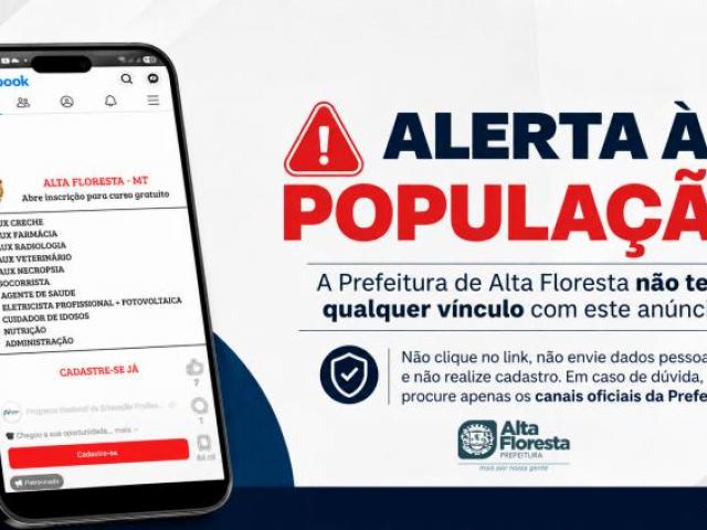 Prefeitura de Alta Floresta alerta sobre divulgação de cursos não oficiais
