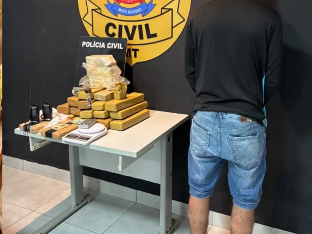 Polícia Civil prende suspeito e apreende cerca de 20 quilos de drogas em Colíder
