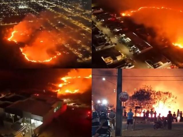 Vídeos mostram incêndio de grandes proporções em área de mata em Sorriso; veja