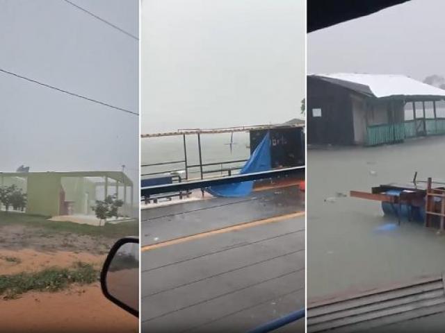 Temporal arrasta casas flutuantes no Rio Teles Pires, vira barcos e deixa rastro de destruição em MT; vídeos