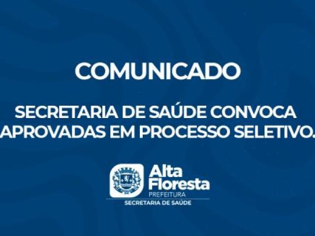 Secretaria de Saúde convoca aprovadas em processo seletivo