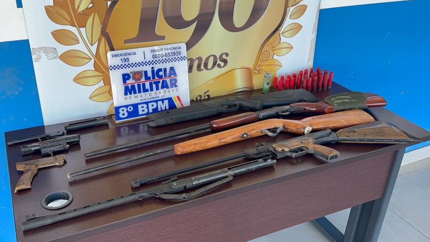 Ocorrência de violência doméstica termina com quatro espingardas apreendidas